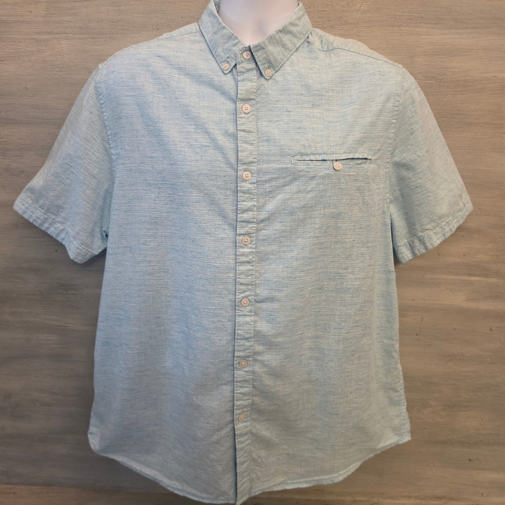 Denim & Flower Ricky‎ Singh Light Blue Heathered Button Down Shirt Size XL GC